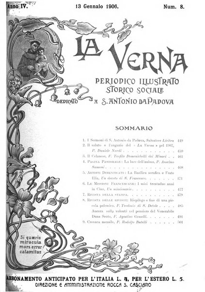 La Verna rivista illustrata sanfrancescana dedicata a s. Antonio da Padova