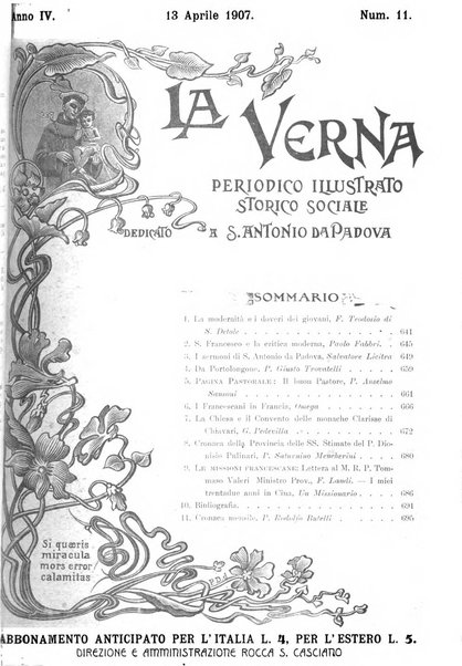 La Verna rivista illustrata sanfrancescana dedicata a s. Antonio da Padova