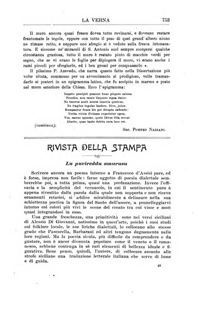 La Verna rivista illustrata sanfrancescana dedicata a s. Antonio da Padova