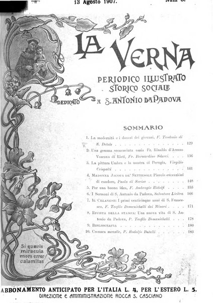 La Verna rivista illustrata sanfrancescana dedicata a s. Antonio da Padova