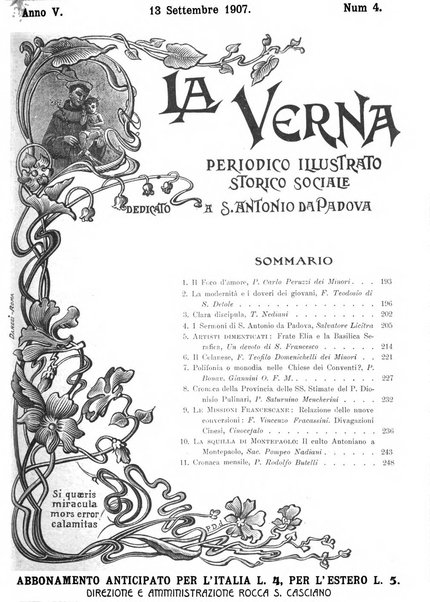 La Verna rivista illustrata sanfrancescana dedicata a s. Antonio da Padova