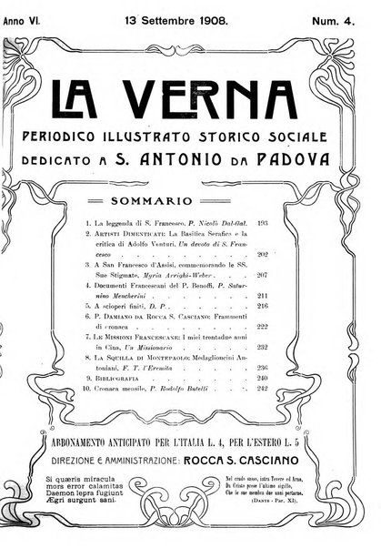 La Verna rivista illustrata sanfrancescana dedicata a s. Antonio da Padova