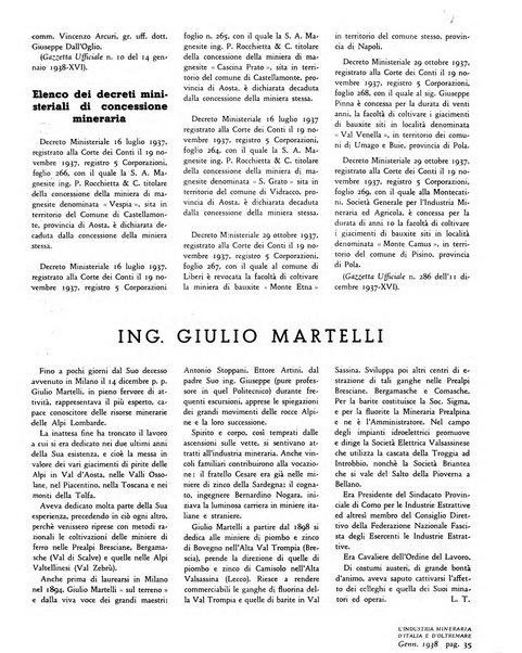 L'industria mineraria d'Italia e d'oltremare rassegna mensile della Federazione nazionale fascista degli esercenti le industrie estrattive