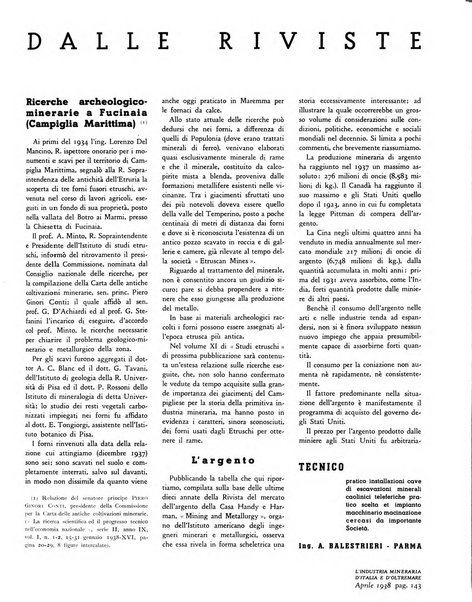 L'industria mineraria d'Italia e d'oltremare rassegna mensile della Federazione nazionale fascista degli esercenti le industrie estrattive