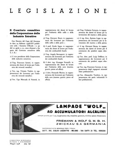 L'industria mineraria d'Italia e d'oltremare rassegna mensile della Federazione nazionale fascista degli esercenti le industrie estrattive