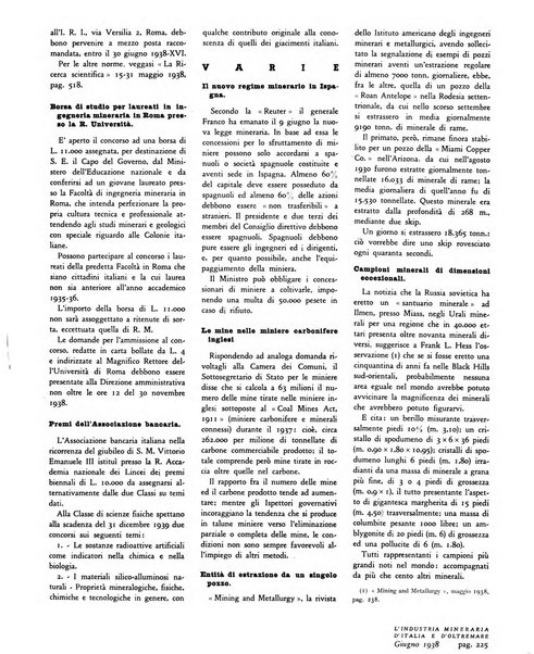 L'industria mineraria d'Italia e d'oltremare rassegna mensile della Federazione nazionale fascista degli esercenti le industrie estrattive