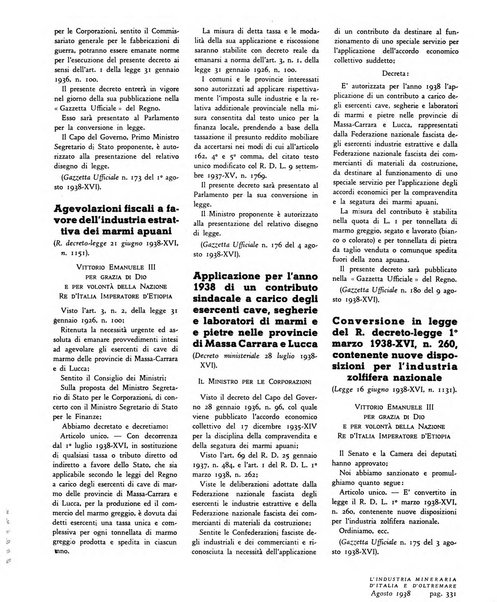 L'industria mineraria d'Italia e d'oltremare rassegna mensile della Federazione nazionale fascista degli esercenti le industrie estrattive