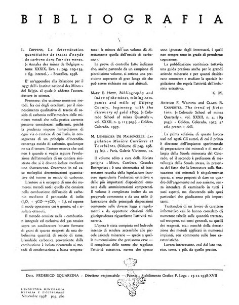 L'industria mineraria d'Italia e d'oltremare rassegna mensile della Federazione nazionale fascista degli esercenti le industrie estrattive