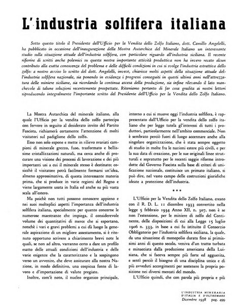 L'industria mineraria d'Italia e d'oltremare rassegna mensile della Federazione nazionale fascista degli esercenti le industrie estrattive