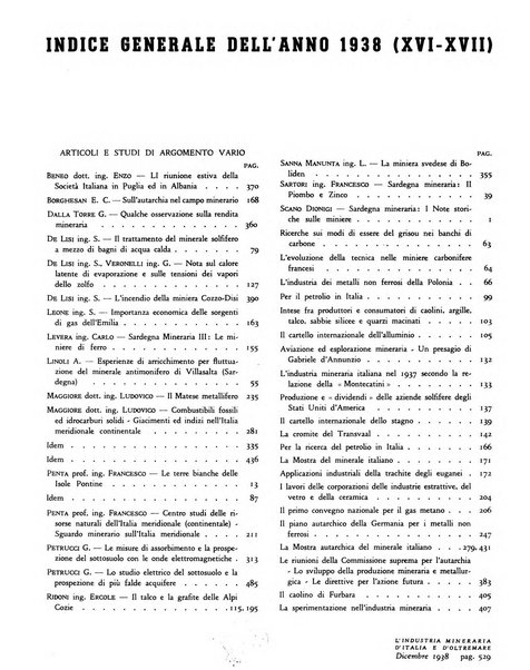 L'industria mineraria d'Italia e d'oltremare rassegna mensile della Federazione nazionale fascista degli esercenti le industrie estrattive