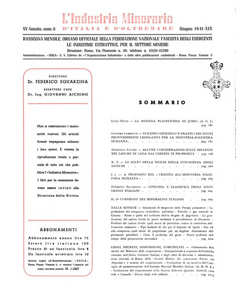 L'industria mineraria d'Italia e d'oltremare rassegna mensile della Federazione nazionale fascista degli esercenti le industrie estrattive