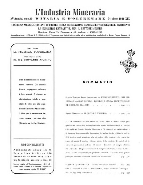 L'industria mineraria d'Italia e d'oltremare rassegna mensile della Federazione nazionale fascista degli esercenti le industrie estrattive