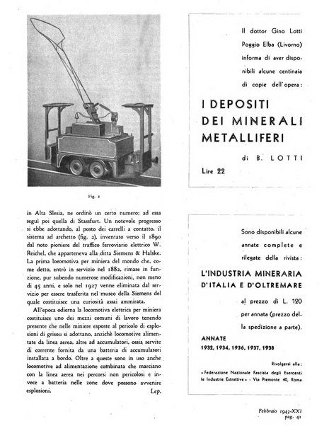 L'industria mineraria d'Italia e d'oltremare rassegna mensile della Federazione nazionale fascista degli esercenti le industrie estrattive