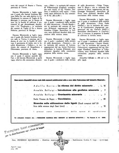 L'industria mineraria d'Italia e d'oltremare rassegna mensile della Federazione nazionale fascista degli esercenti le industrie estrattive