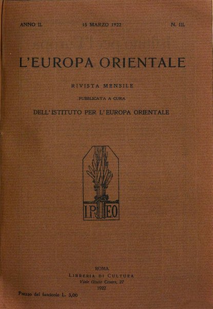 L'Europa orientale rivista mensile