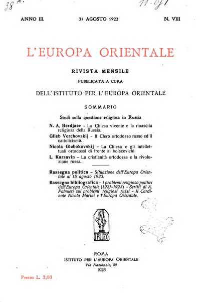 L'Europa orientale rivista mensile