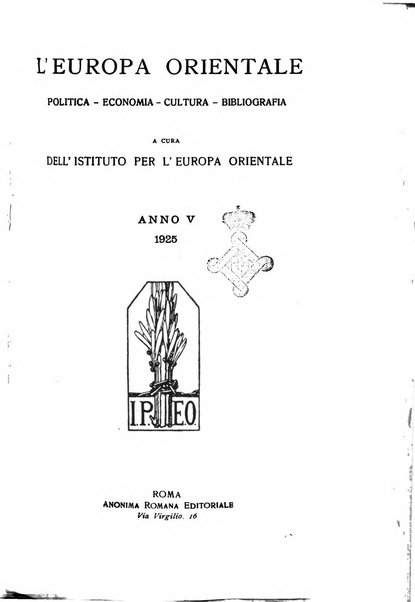 L'Europa orientale rivista mensile