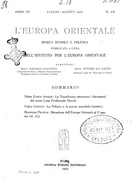 L'Europa orientale rivista mensile