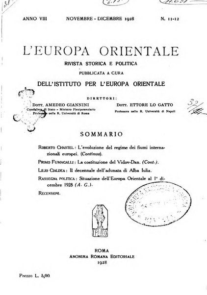 L'Europa orientale rivista mensile