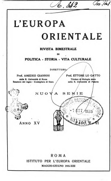 L'Europa orientale rivista mensile