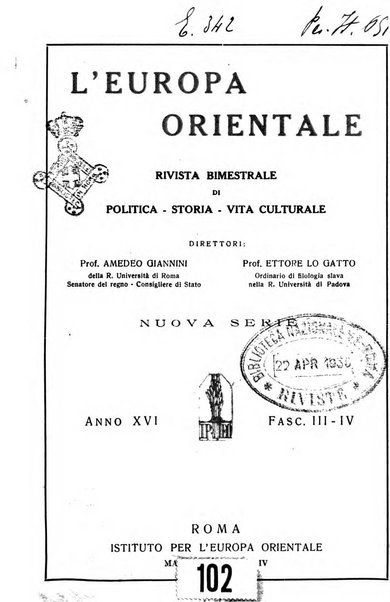 L'Europa orientale rivista mensile