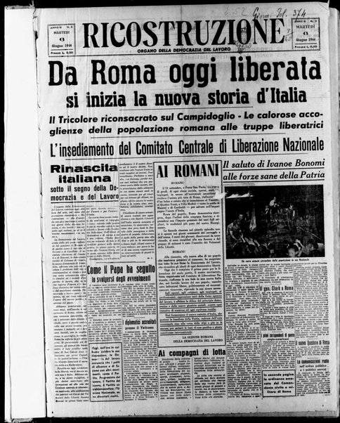 Ricostruzione : organo della Democrazia del lavoro