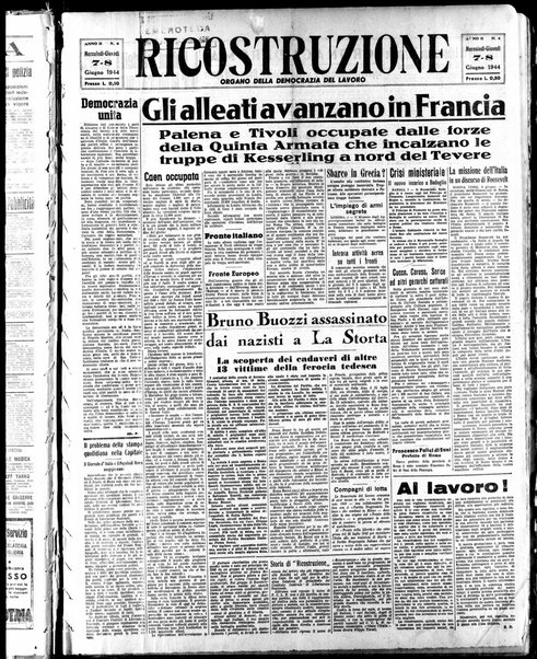 Ricostruzione : organo della Democrazia del lavoro