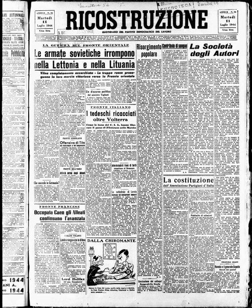 Ricostruzione : organo della Democrazia del lavoro