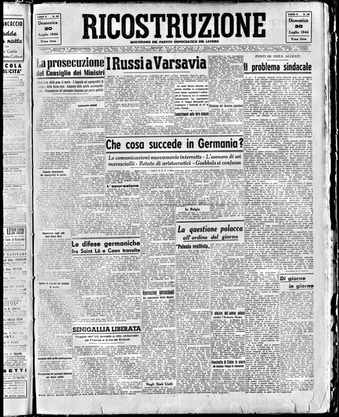 Ricostruzione : organo della Democrazia del lavoro