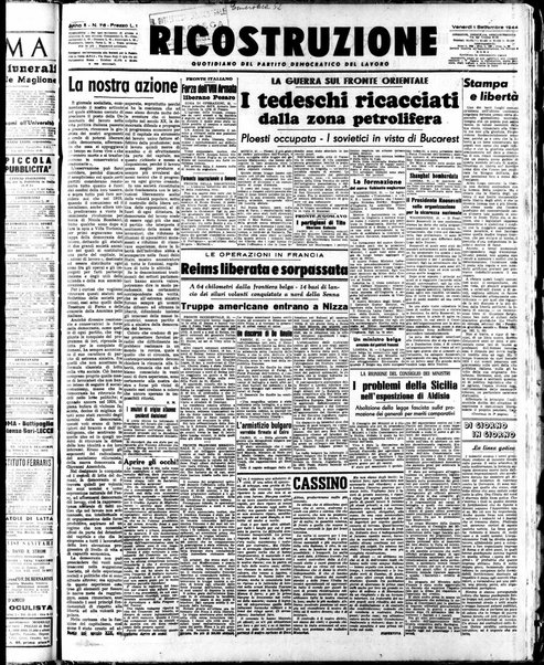 Ricostruzione : organo della Democrazia del lavoro