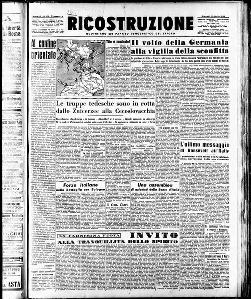 Ricostruzione : organo della Democrazia del lavoro