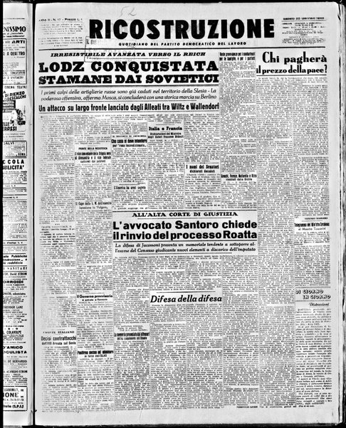 Ricostruzione : organo della Democrazia del lavoro