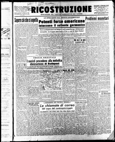 Ricostruzione : organo della Democrazia del lavoro