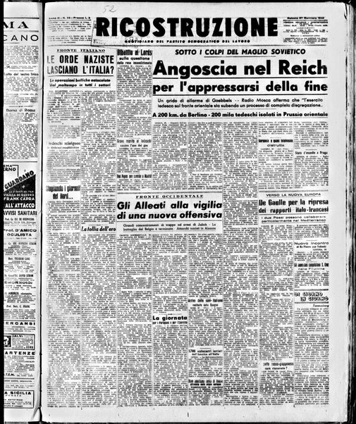 Ricostruzione : organo della Democrazia del lavoro