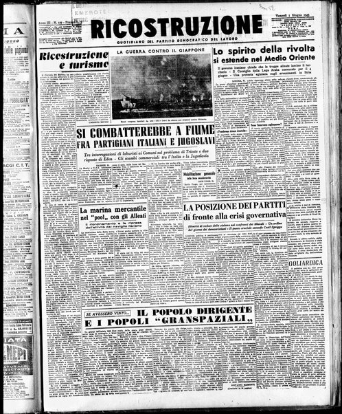 Ricostruzione : organo della Democrazia del lavoro