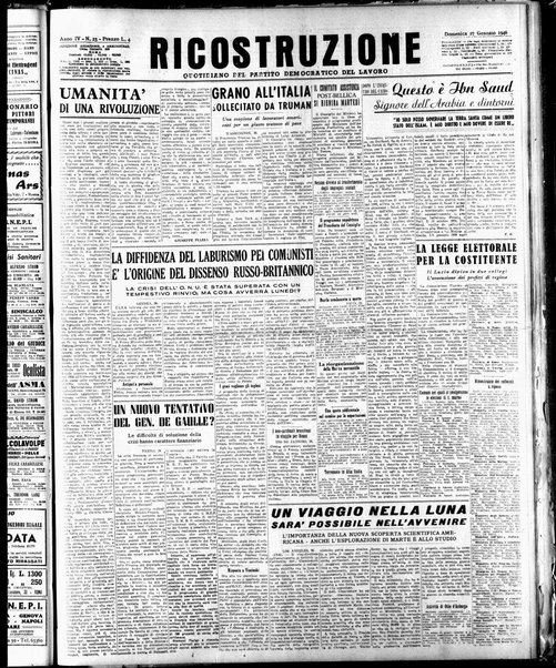 Ricostruzione : organo della Democrazia del lavoro