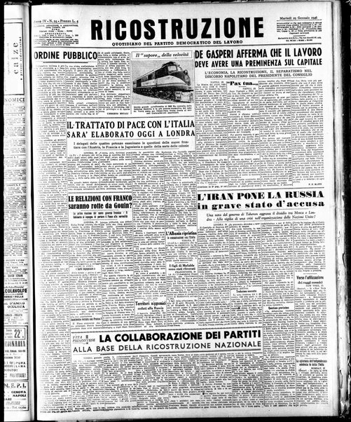 Ricostruzione : organo della Democrazia del lavoro