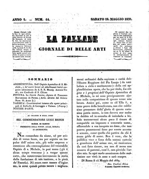 La pallade giornale di belle arti