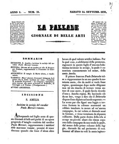 La pallade giornale di belle arti