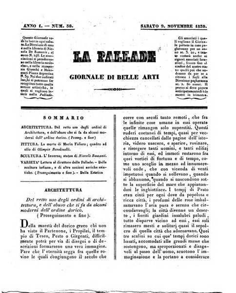 La pallade giornale di belle arti