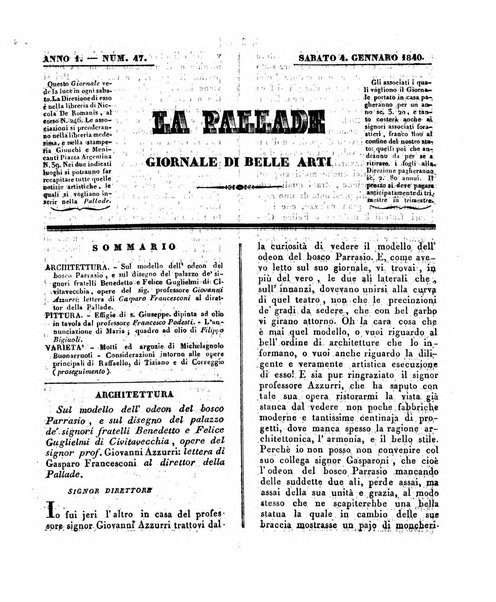 La pallade giornale di belle arti