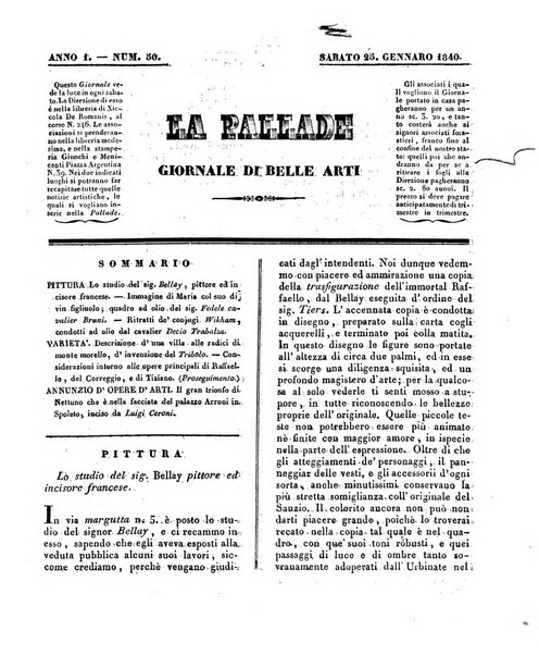 La pallade giornale di belle arti