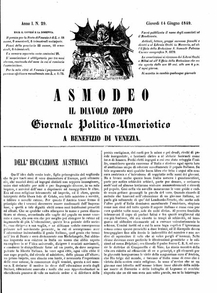 Asmodeo il diavolo zoppo : giornale politico-umoristico a benefizio di Venezia