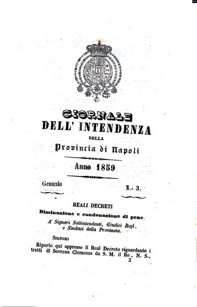 Giornale dell'Intendenza della provincia di Napoli