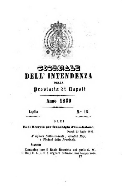 Giornale dell'Intendenza della provincia di Napoli