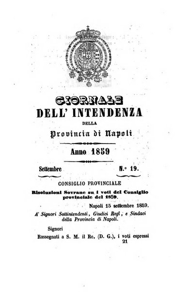 Giornale dell'Intendenza della provincia di Napoli