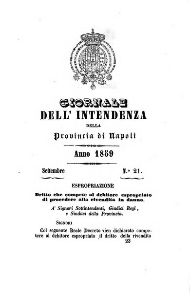 Giornale dell'Intendenza della provincia di Napoli