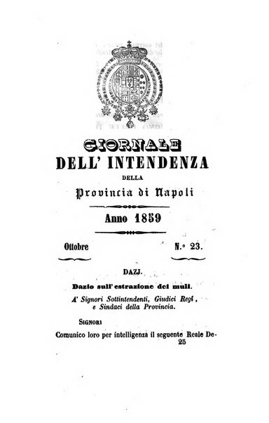 Giornale dell'Intendenza della provincia di Napoli