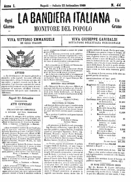 La bandiera italiana : monitore del popolo