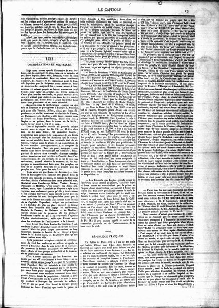 Le capitole : journal religieux, politique, littéraie, agricole et commercial